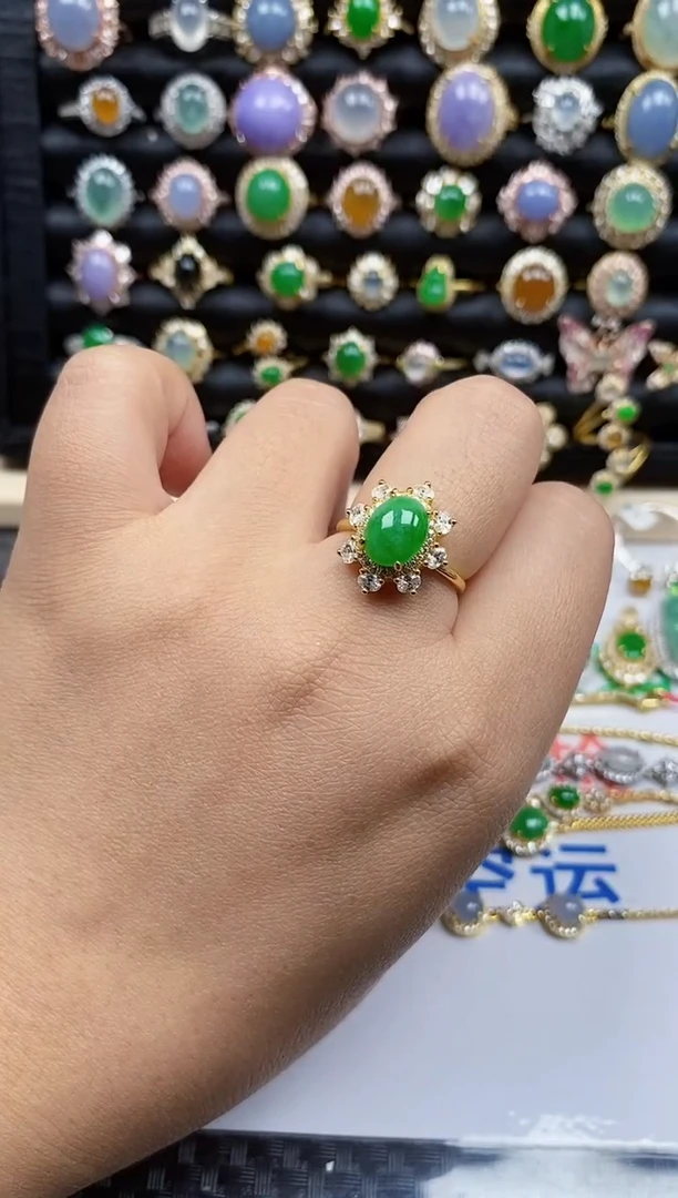 银S925镶嵌戒指翡翠2752