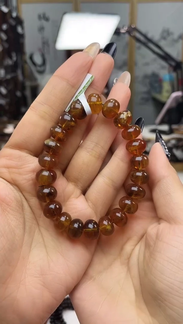 未镶嵌琥珀裸石11+净水蜜手串