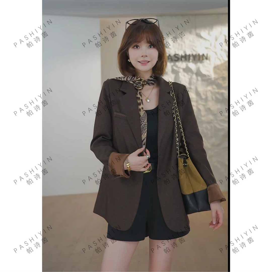PASHIYIN/帕诗茵2025秋季时尚气质小个子宽松西服外套女#25601-2