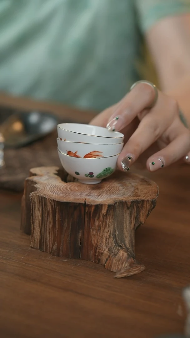 纯手绘金鱼工夫小茶杯