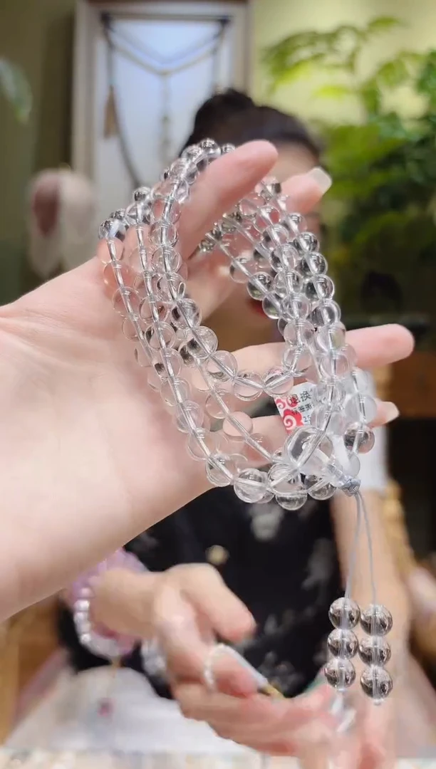 【闪购商品】水晶手串未镶嵌8.2圆珠白水晶项链108