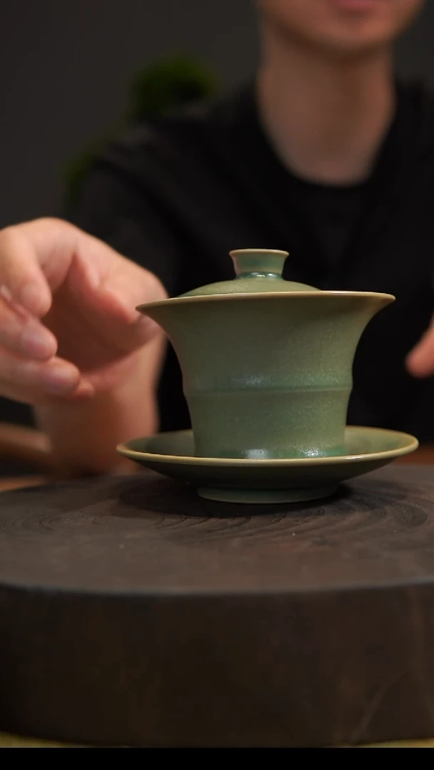杯子财*到大竹节盖碗 汝州原产地  原矿老釉