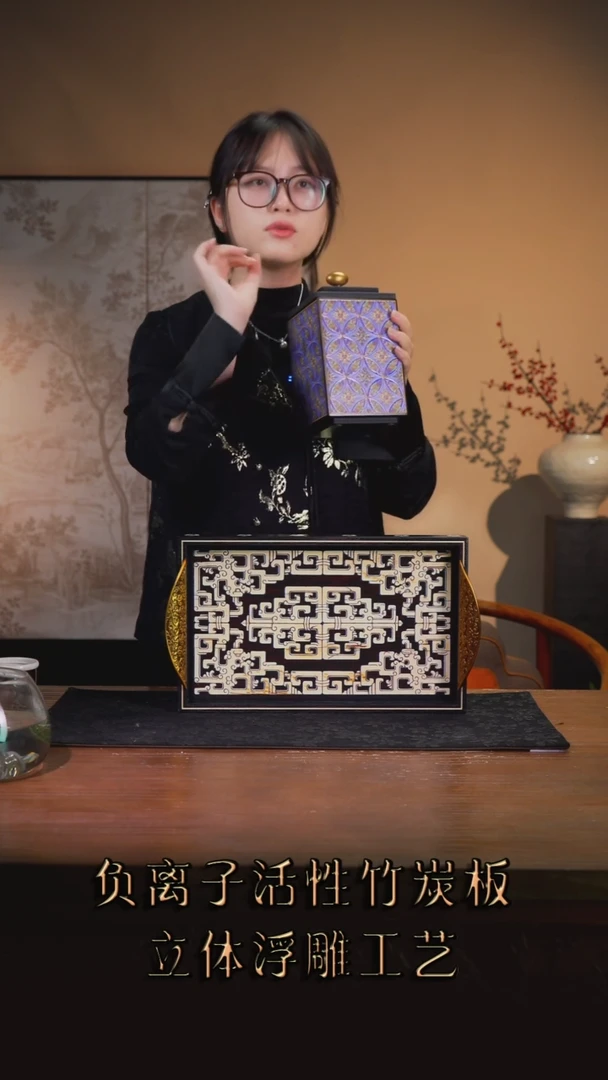 蟒*玄壹藏贰宝牙雕图案托盘