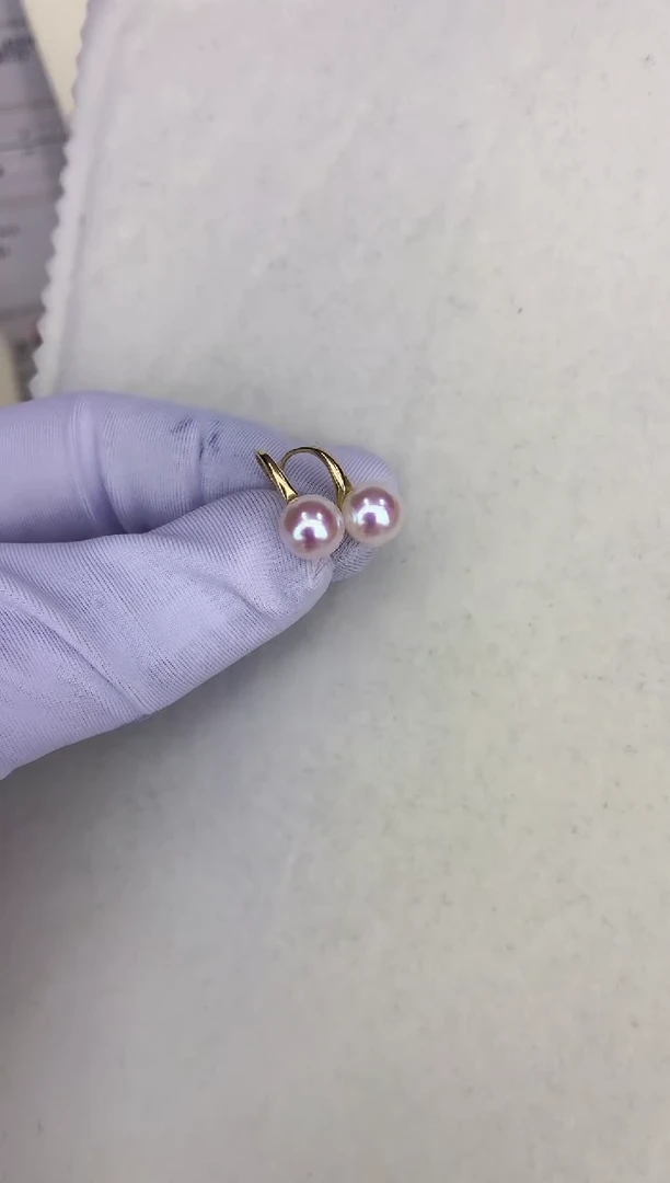 18K金镶嵌DA海水珍珠 GD014 7.5-8 耳钩