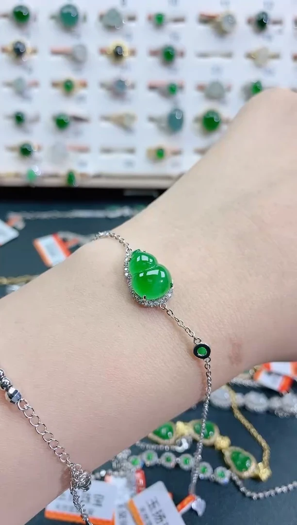 银S925镶嵌手链翡翠天然翡翠