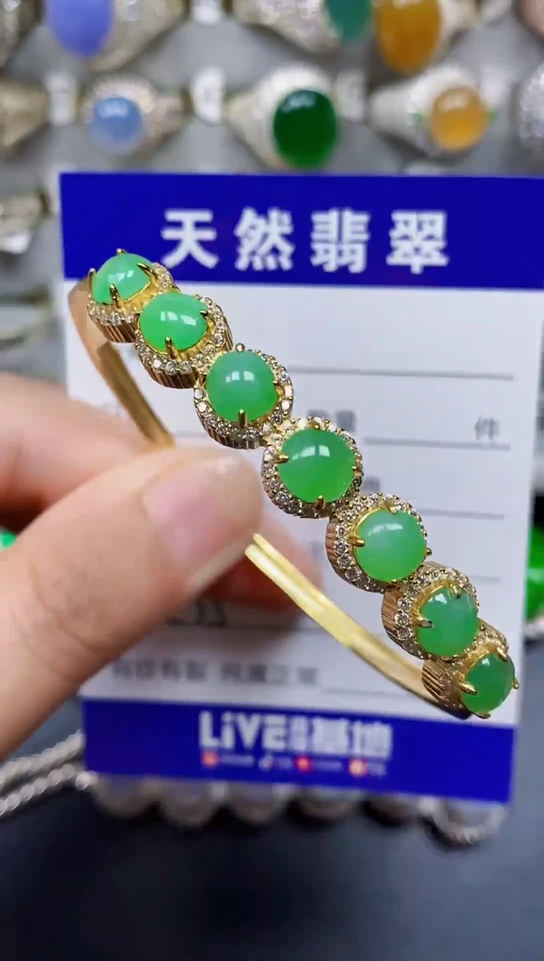 银S925镶嵌手镯翡翠235