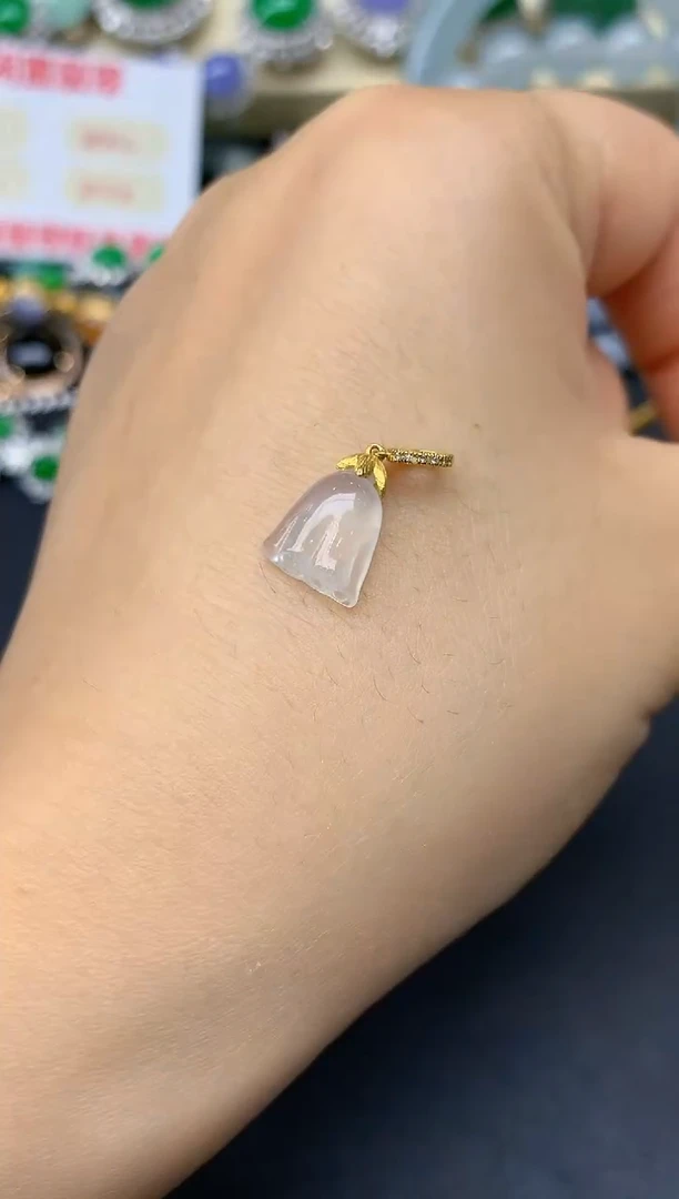 颈饰18K金镶嵌翡翠123-翡翠雪姐天天见