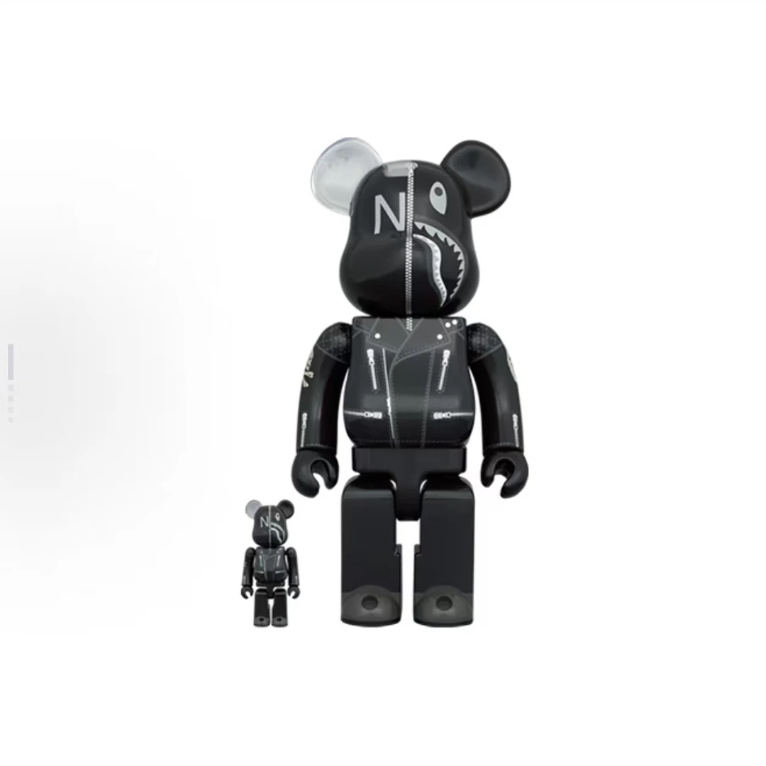 【山】bearbrick 积木熊 neighborhood 皮衣 400%+100% 潮流玩具