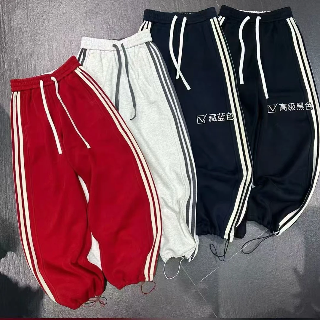 欧货新款侧条百搭休闲阔腿两穿卫裤222【不加绒】