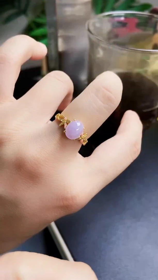 翡翠戒指银S925镶嵌123498