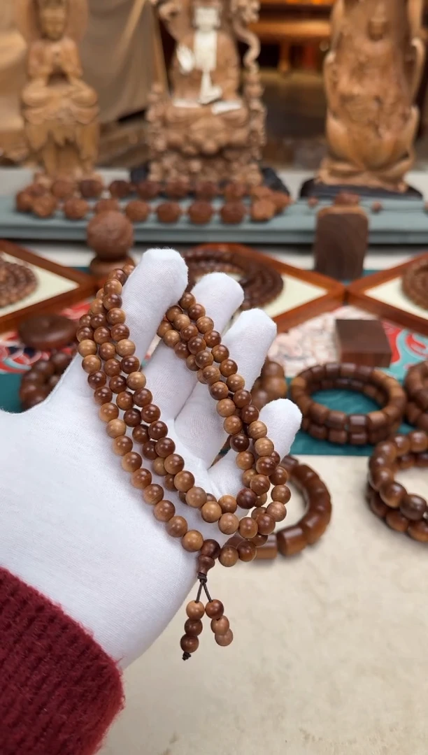 檀香木手串/手链0.7横纹沉水108颗 印度老山檀香