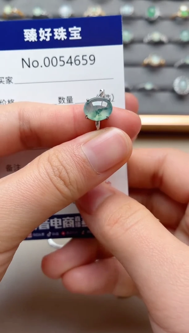 银S925镶嵌戒指翡翠1