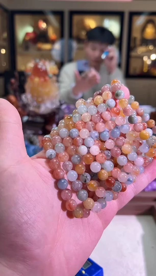 未镶嵌手链水晶8mm+糖果猫眼彩兔毛（多样性发一）