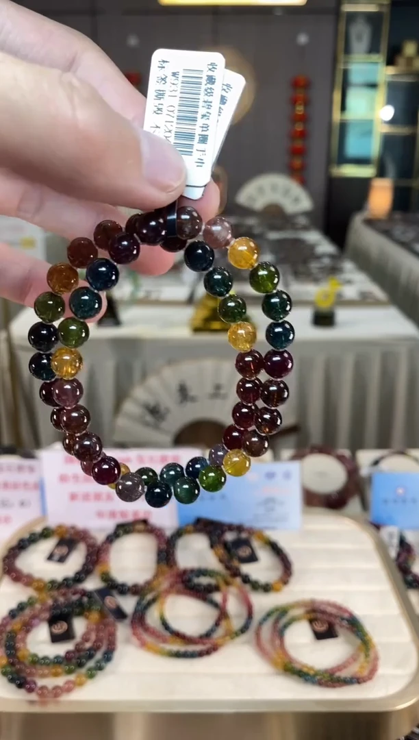 未镶嵌老矿碧玺彩虹单圈手串7mm+碧玺多样性发货一条xion