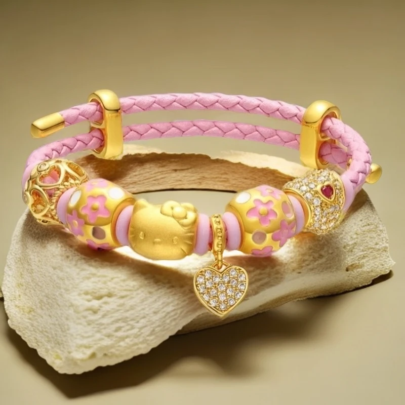含金工艺品纯银手串HelloKitty猫凯蒂猫手串情人节送女朋友礼物