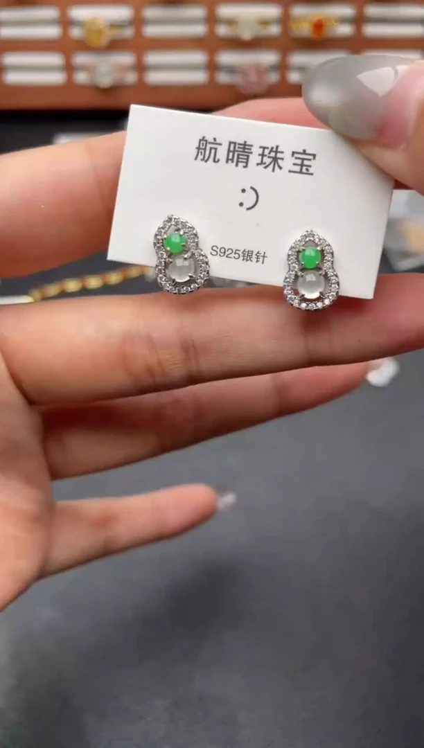 翡翠戒指银S925镶嵌一物一证一礼盒