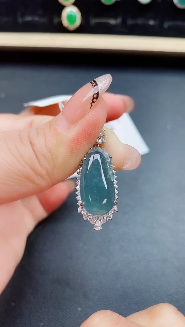 翡翠银S925镶嵌吊坠(不含链)05850