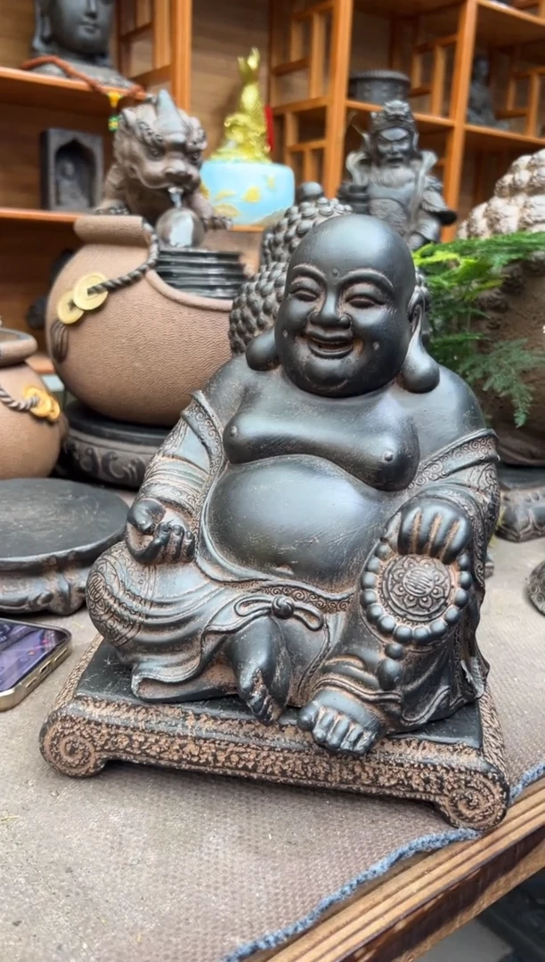 陶土大肚佛+小江枫底座