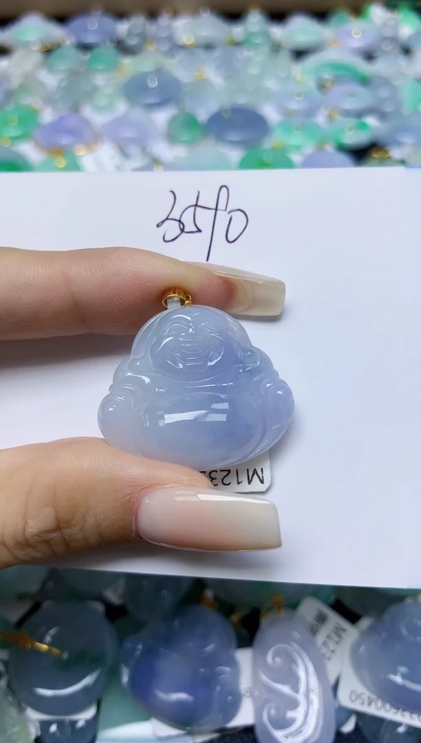 翡翠18K金镶嵌颈饰天然缅甸翡翠A货