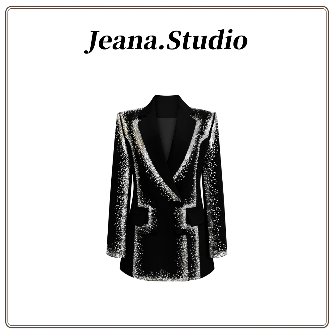 【Jeana.Studio】原创设计轻奢小众设计重工亮片细珠西装