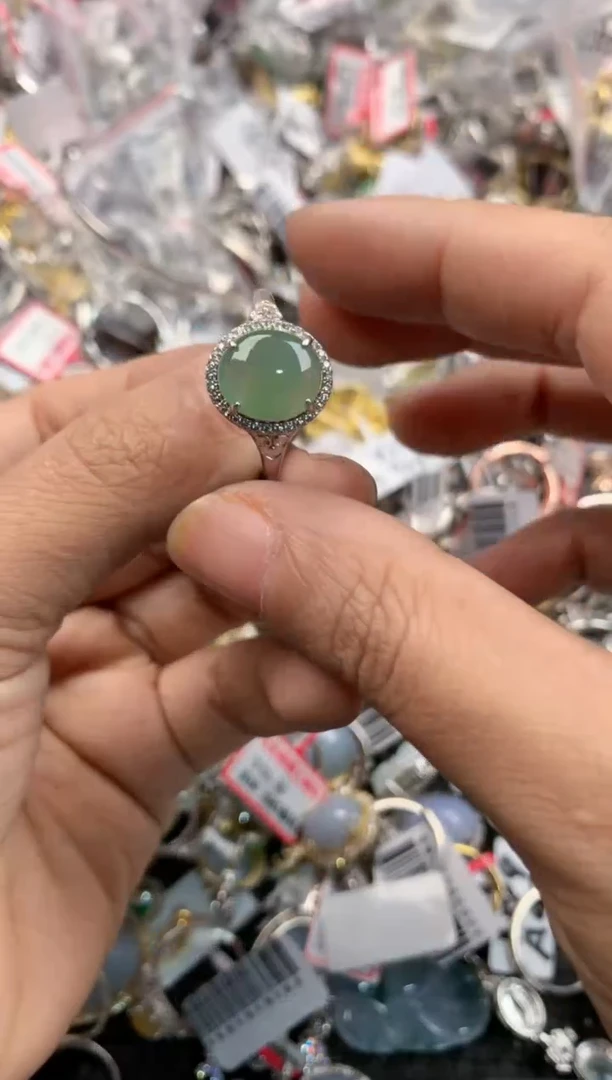 银S925镶嵌戒指翡翠9999----1