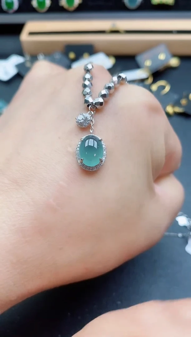 套链银S925镶嵌翡翠1
