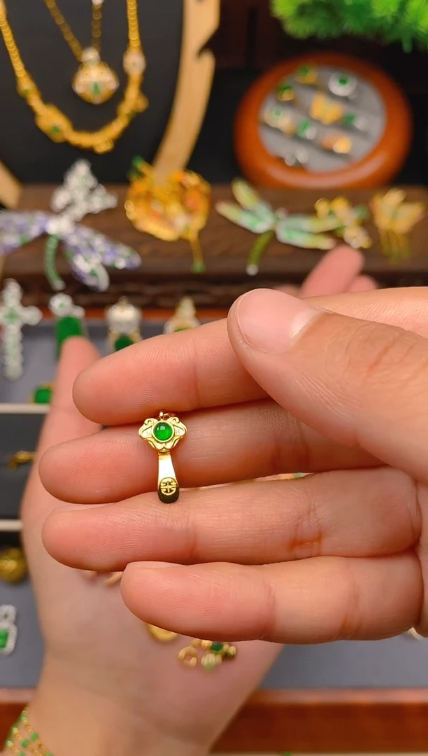 【闪购商品】翡翠吊坠(不含链)银S925镶嵌立体如意万能扣4