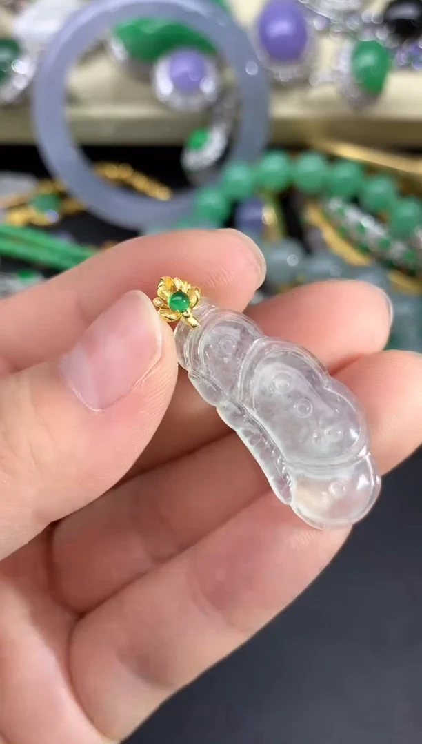 颈饰18K金镶嵌翡翠152-雪姐翡翠天天见