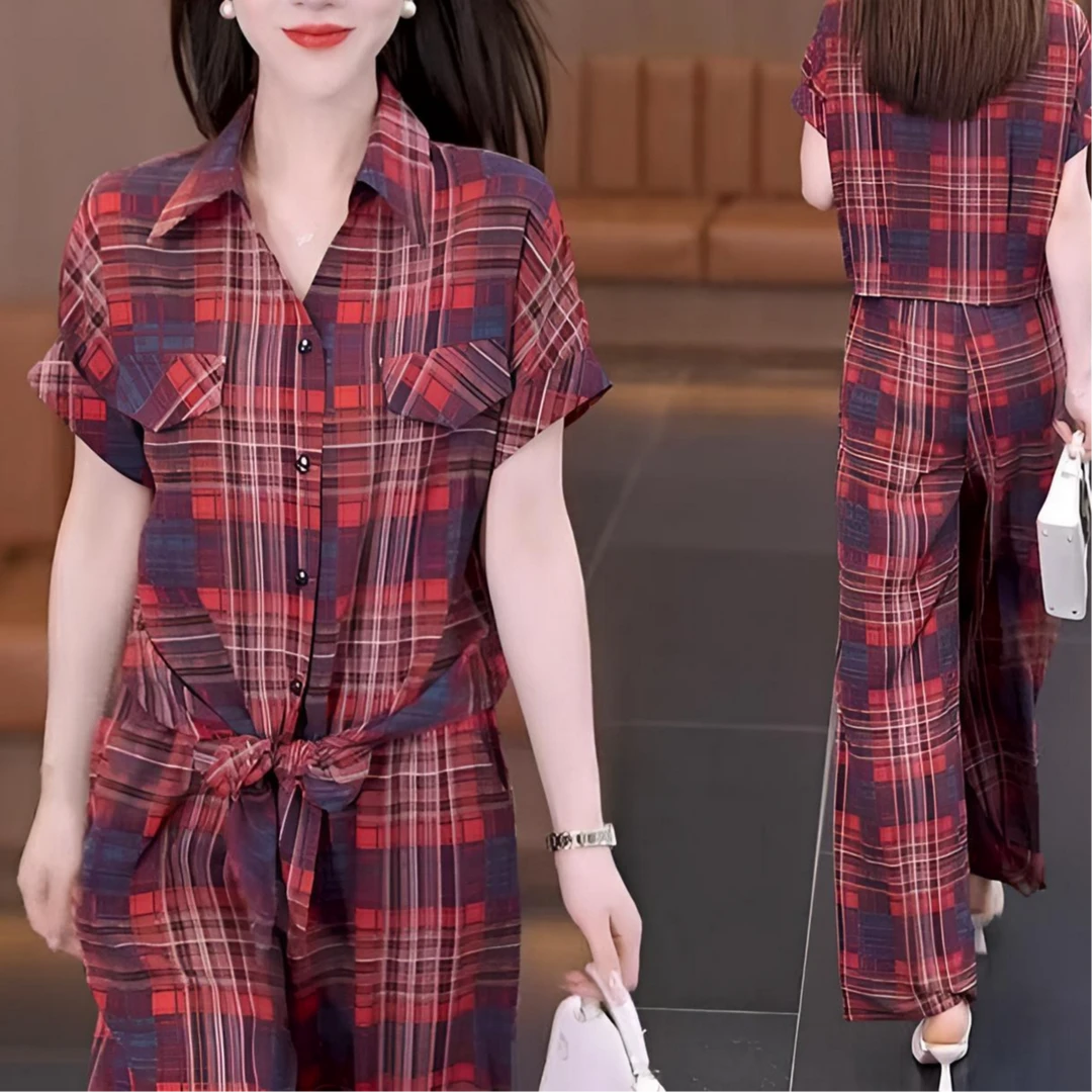 气质时尚条纹套装女2025新款洋气休闲遮肉显瘦衬衫阔腿裤两件套