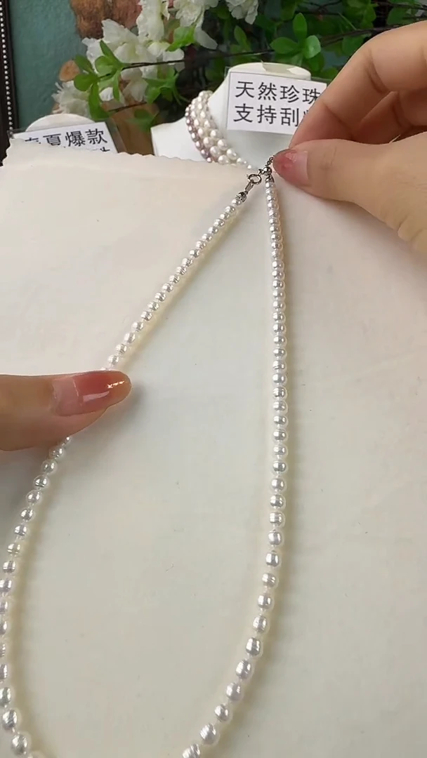 淡水珍珠银S925镶嵌颈饰1