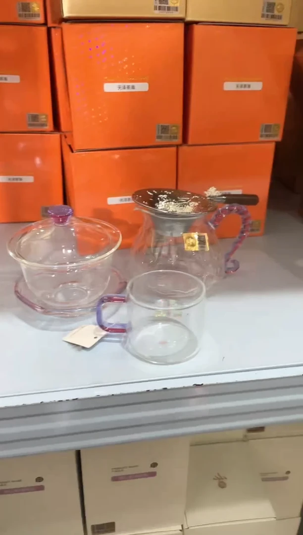 禅语盖碗浅紫+莲意浅紫+合金茶漏+清禾杯浅紫 一个