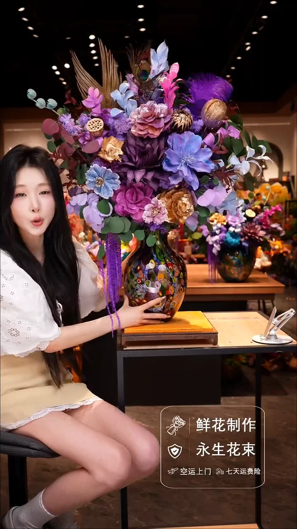 琉璃瓶手工花器花束空运包邮送货上门-以图片为准