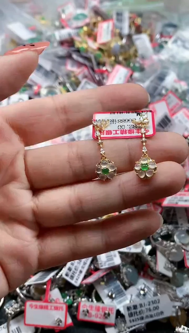 银S925镶嵌戒指翡翠天然A货缅甸翡翠