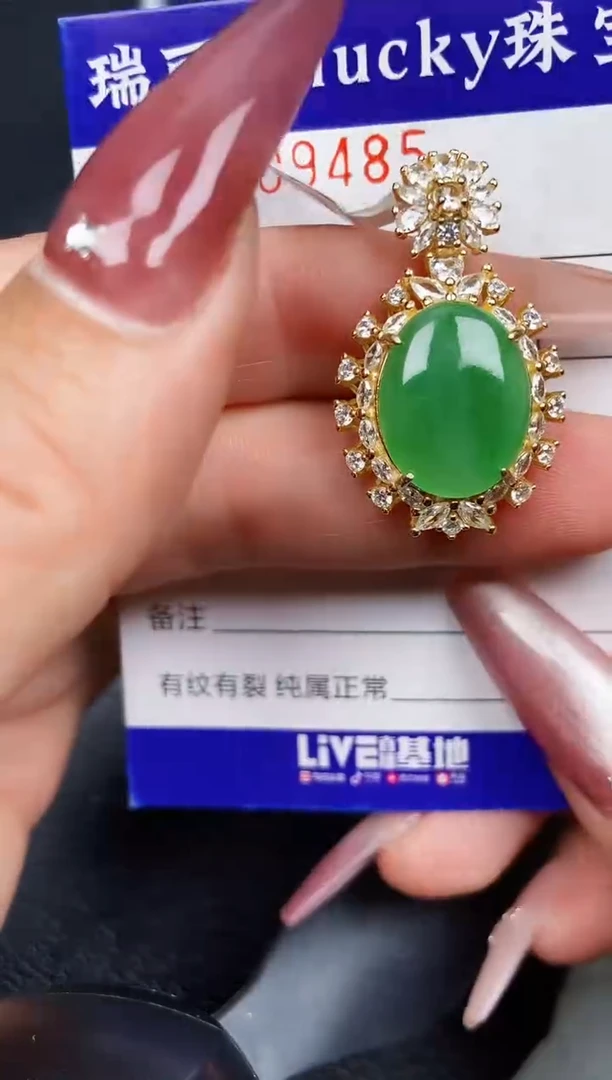 翡翠银S925镶嵌颈饰9485