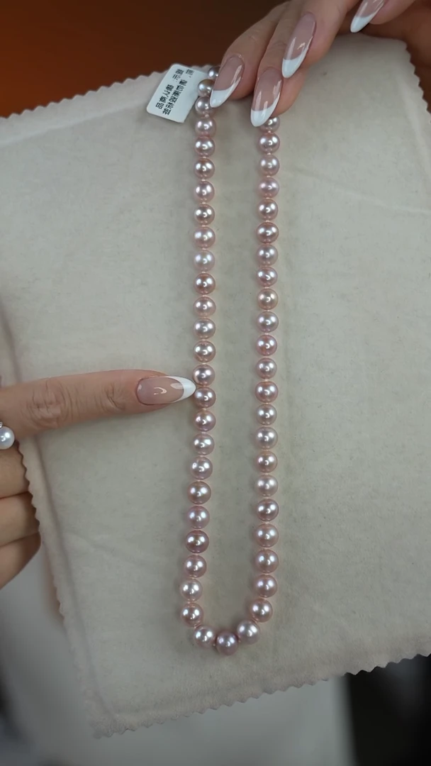 颈饰银S925镶嵌淡水珍珠正圆7.5-8曼塔色