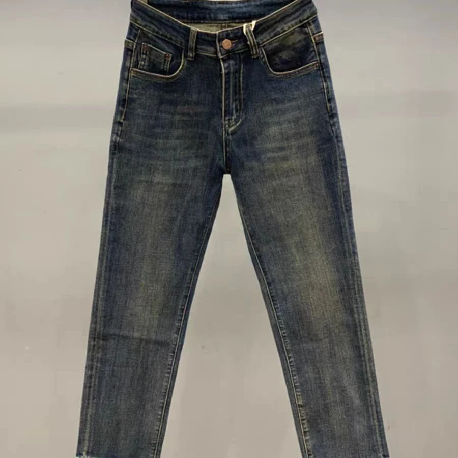 6807加绒加厚牛仔烟管裤