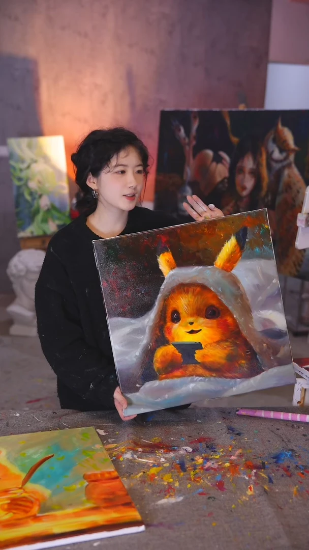 【闪购商品】油画油画皮卡丘纯手绘