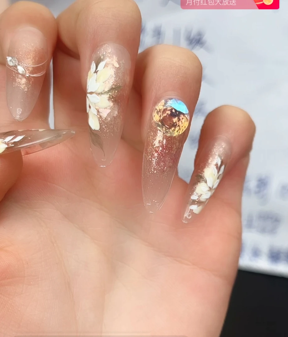 巴仑美【发满园】画家款 花好满园 纯手工可重复穿戴美甲 5A锆石