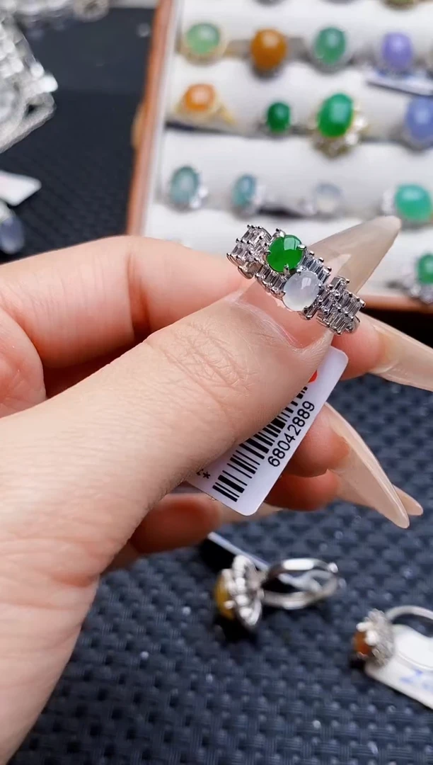 银S925镶嵌戒指翡翠3811