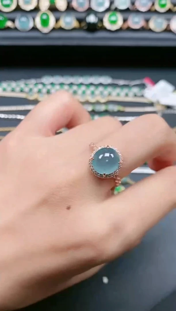 翡翠戒指银S925镶嵌1111