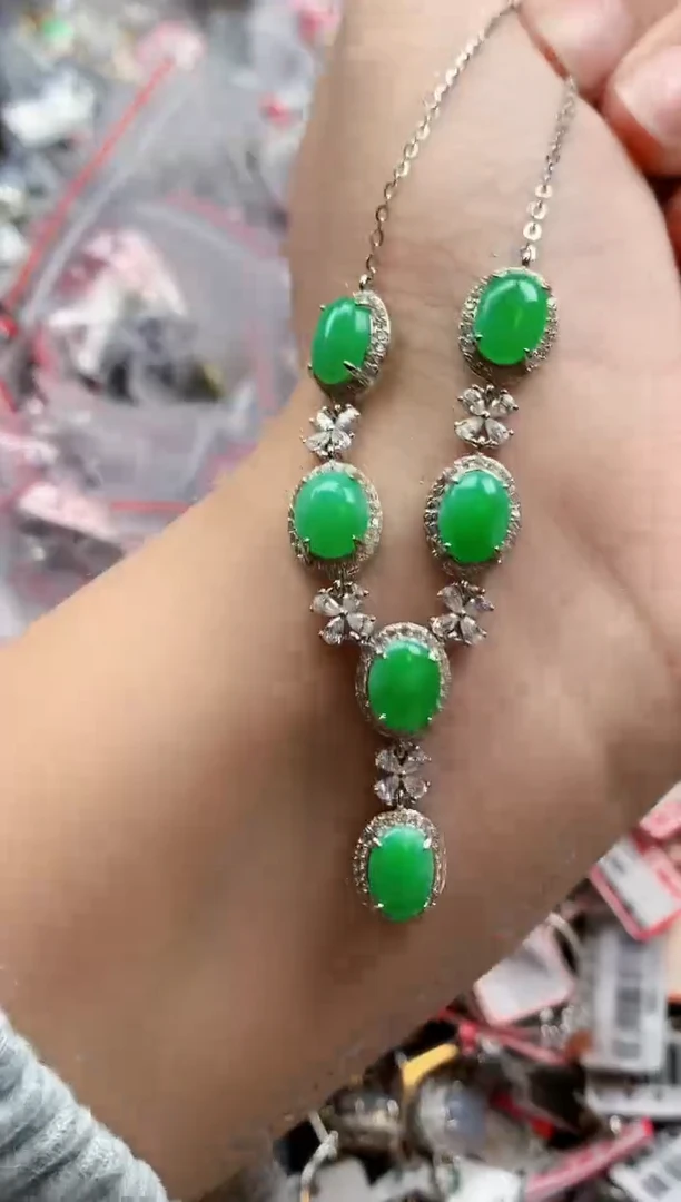 银S925镶嵌戒指翡翠天然A货缅甸翡翠