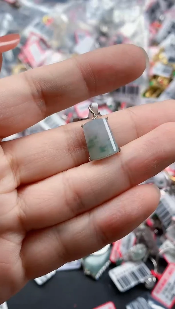 银S925镶嵌戒指翡翠天然A货缅甸翡翠