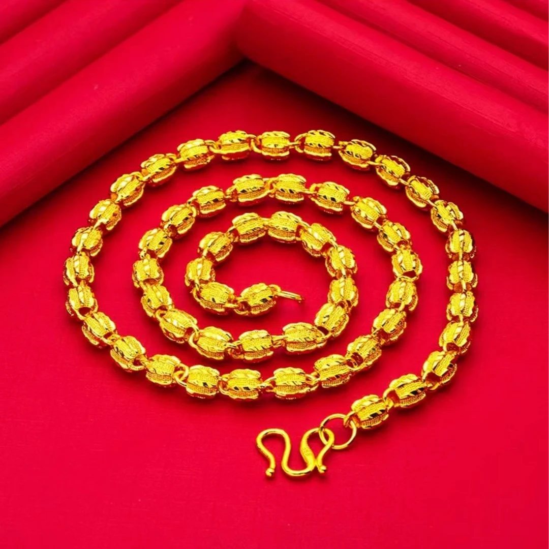 【核桃项链】男士男款时尚经典金色磨砂素款霸气潮流好看