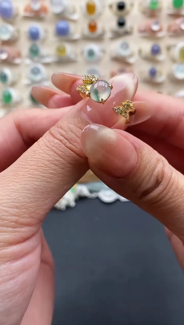 银S925镶嵌戒指翡翠缅甸天然A货翡翠2 4-3