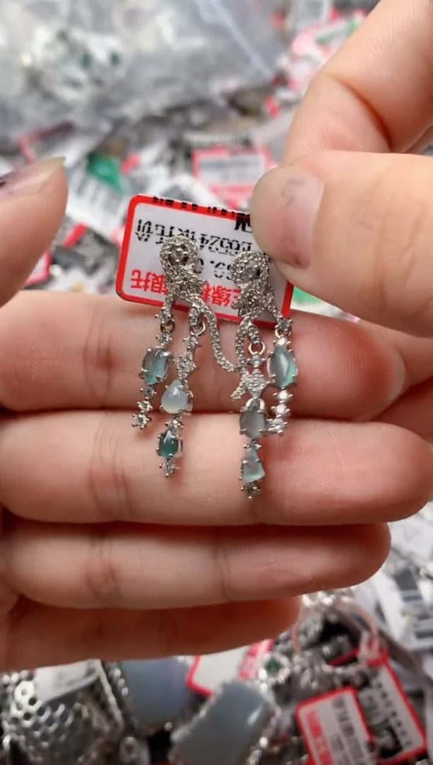 银S925镶嵌戒指翡翠天然A货缅甸翡翠