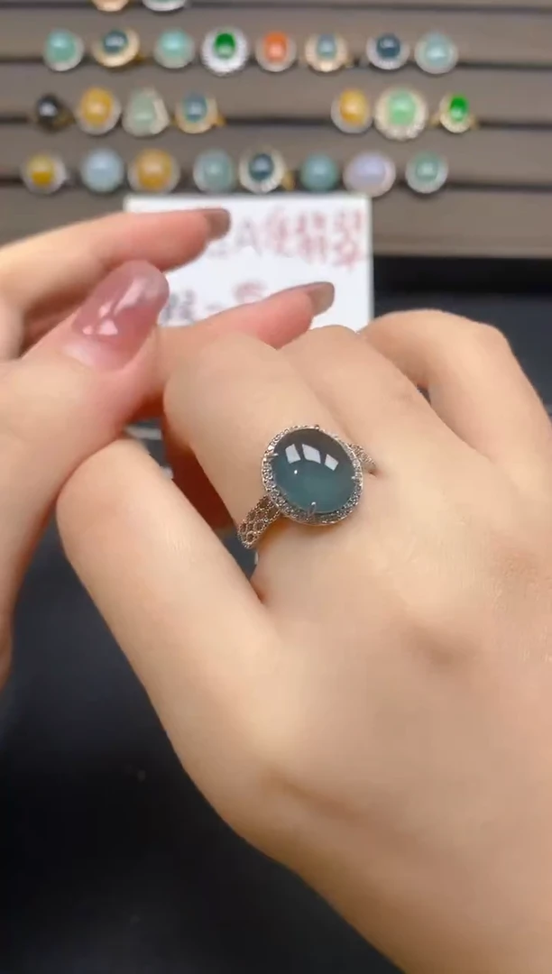 翡翠戒指银S925镶嵌67