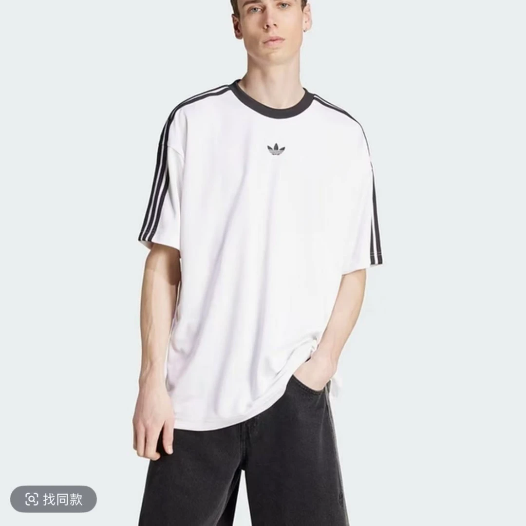 阿迪达斯三叶草休闲运动上衣圆领断球球衣男新款addiasJW5877