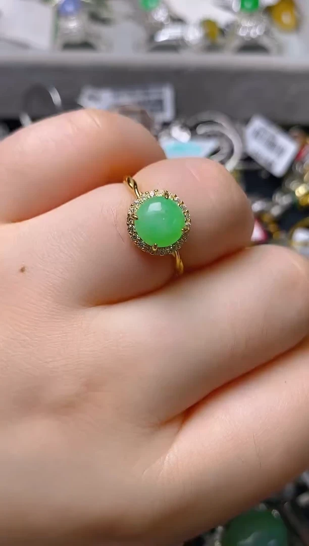 银S925镶嵌戒指翡翠百内无证书