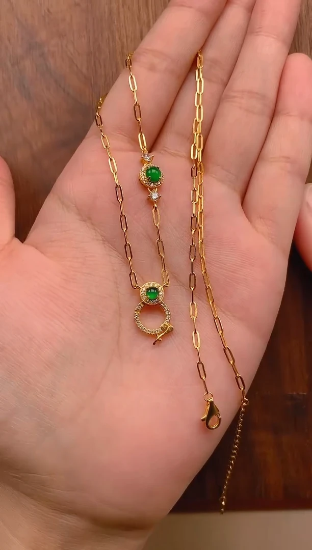 【闪购商品】翡翠项链银S925镶嵌蛋面项链