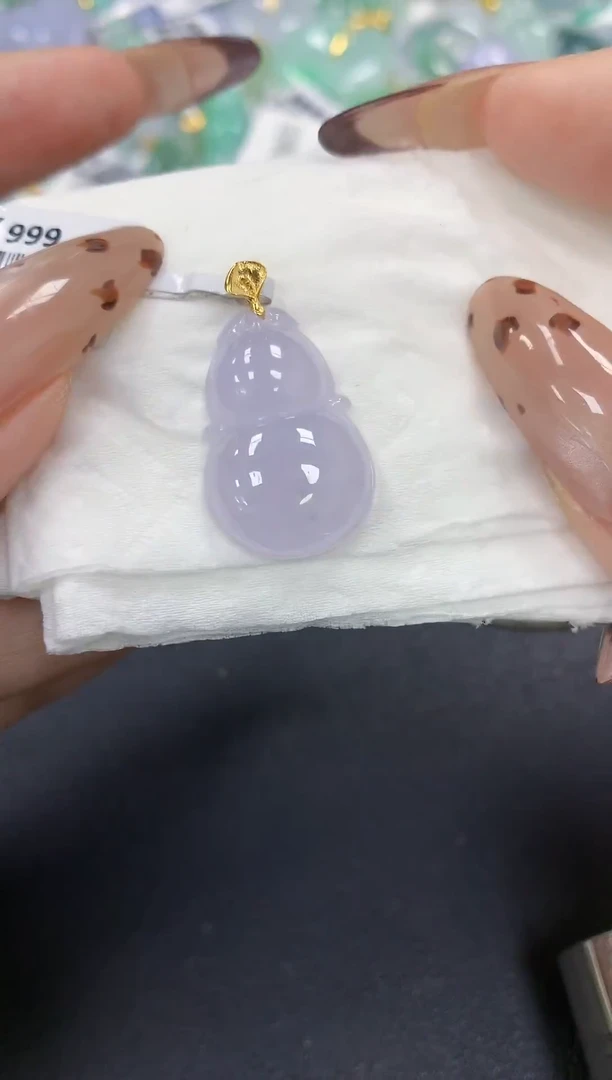 颈饰18K金镶嵌翡翠a货假一赔三支持复检百元上9元证书费自理